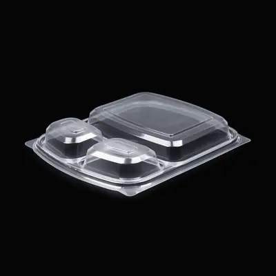 PP 3-Bölmeli Yemek Kabı - Kapak - Arı Ambalaj